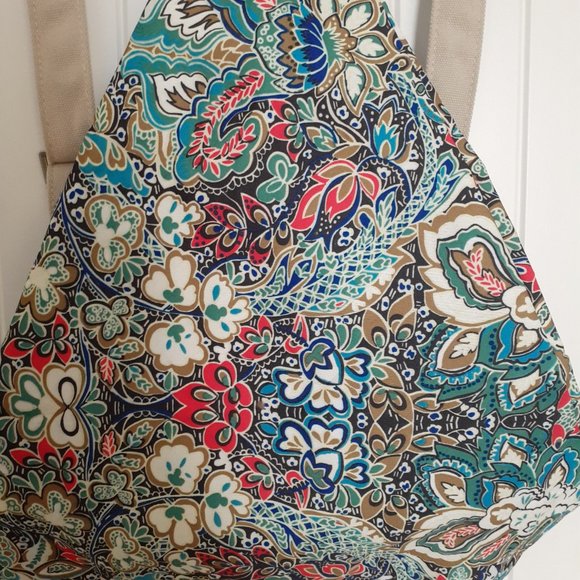 Black Butterfly Canvas Backpack in a Blue Floral Print - Picture 5 of 12